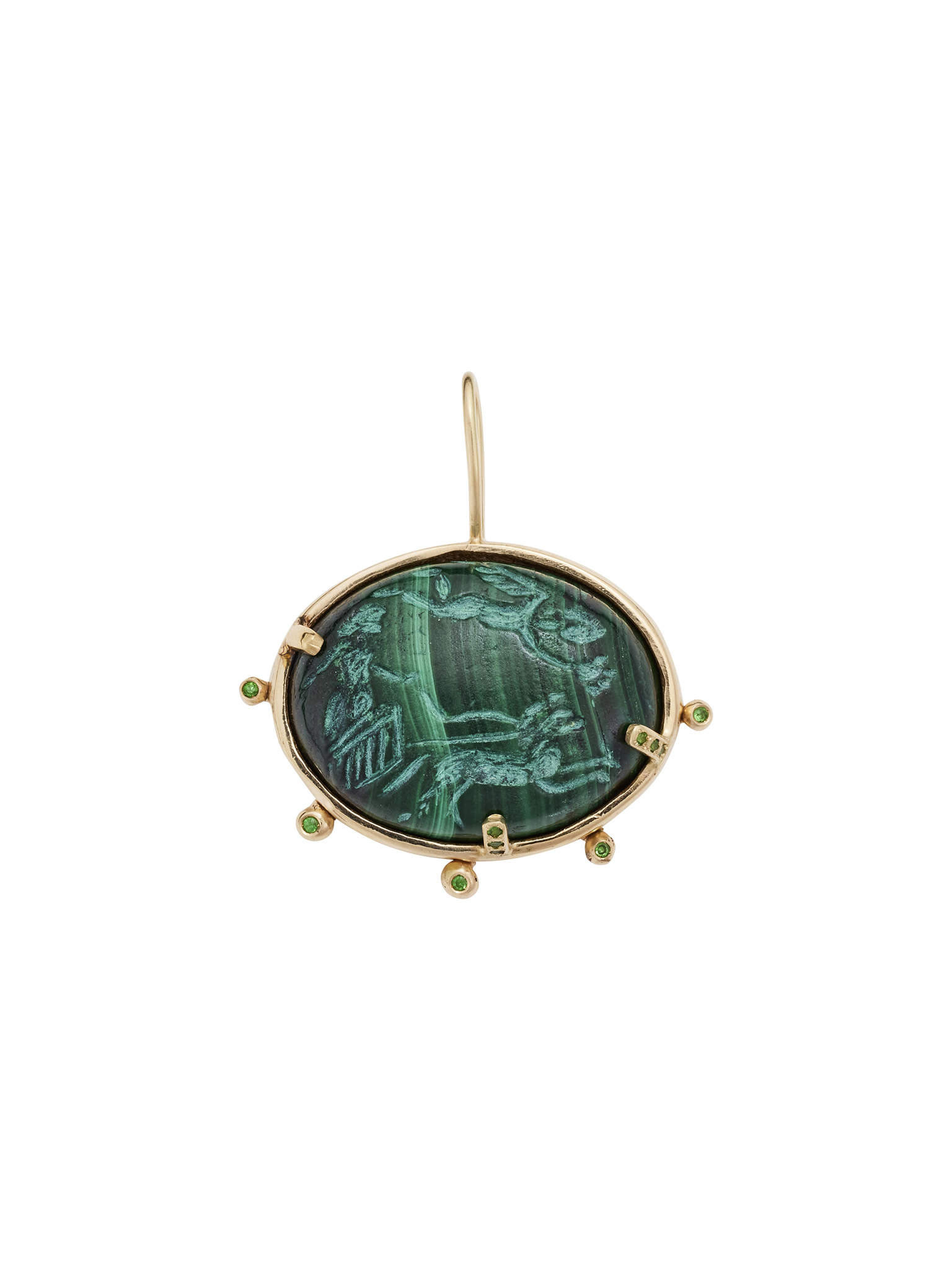Hippolyta pendant with tsavorite garnet - 14k solid gold